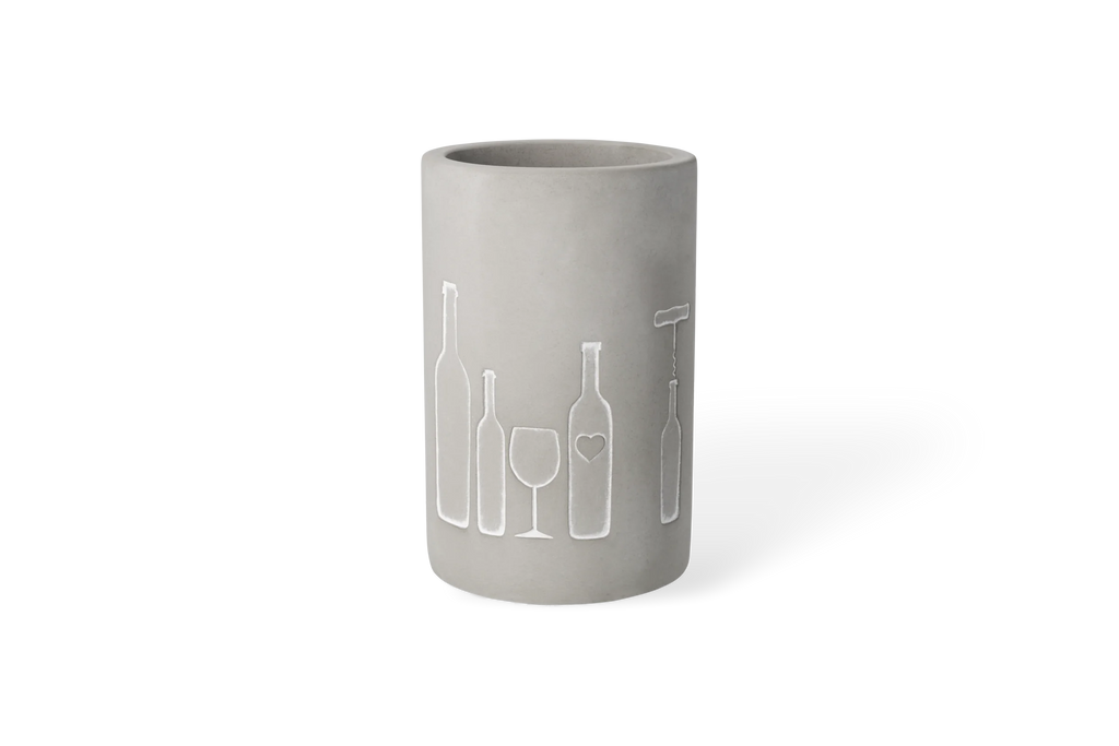 Vino concrete wine cooler bottle+glass h.21cm