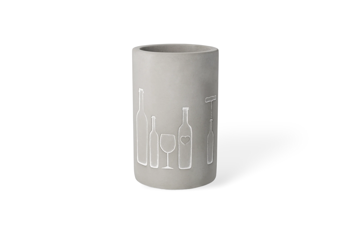 Vino concrete wine cooler bottle+glass h.21cm