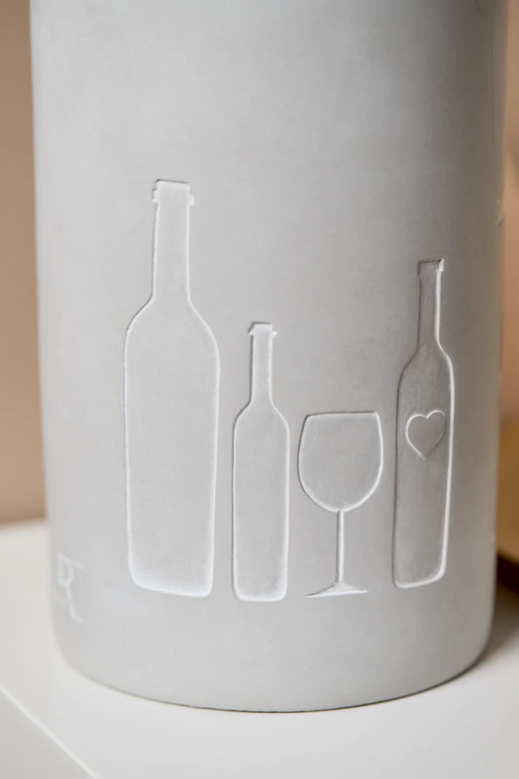 Vino concrete wine cooler bottle+glass h.21cm