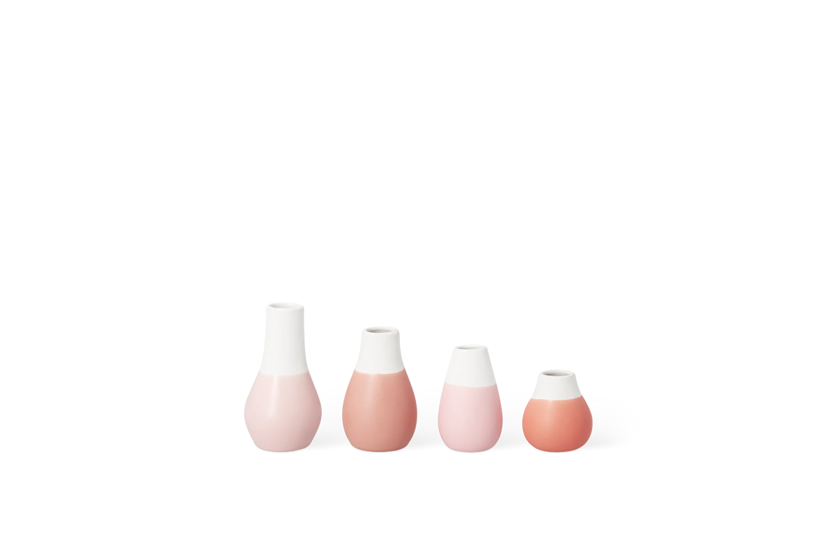 Mini pastel vases Set of 4pcs red Diameter4cm Height.4.5-8cm