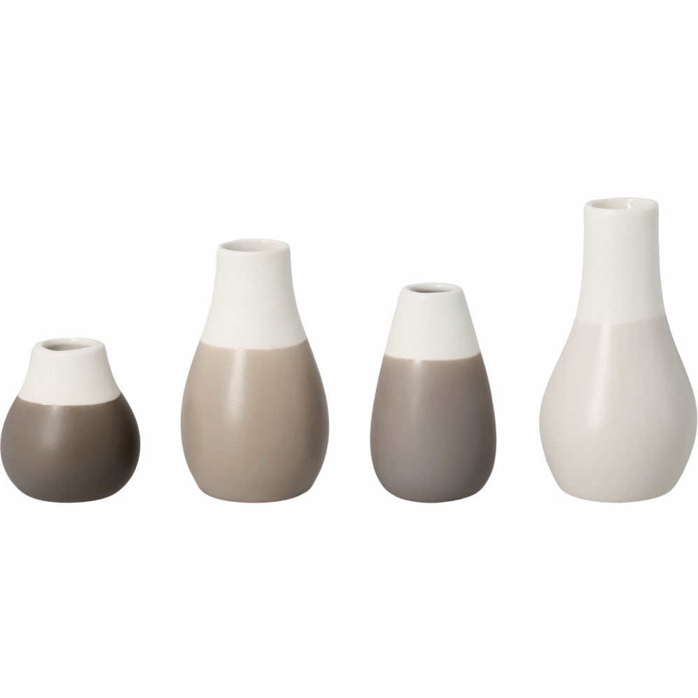 Mini pastel vases Set of 4pcs grey Diameter4cm Height.4.5-8cm