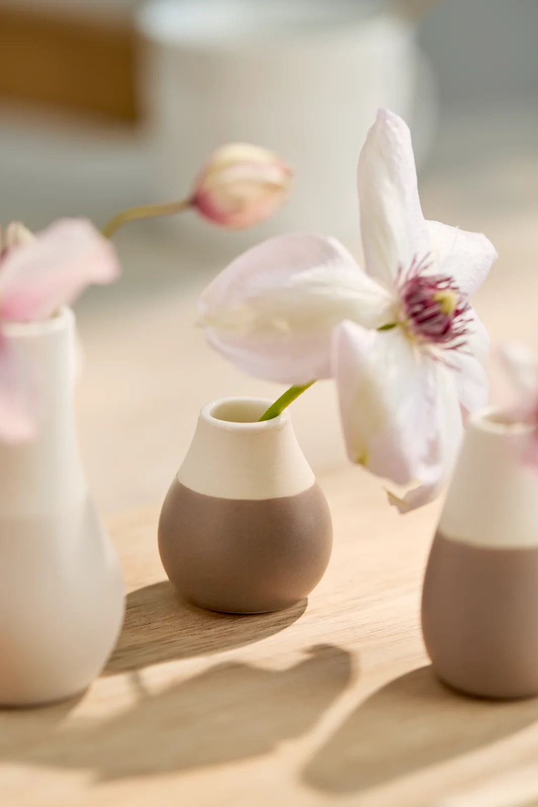 Mini pastel vases Set of 4pcs grey Diameter4cm Height.4.5-8cm