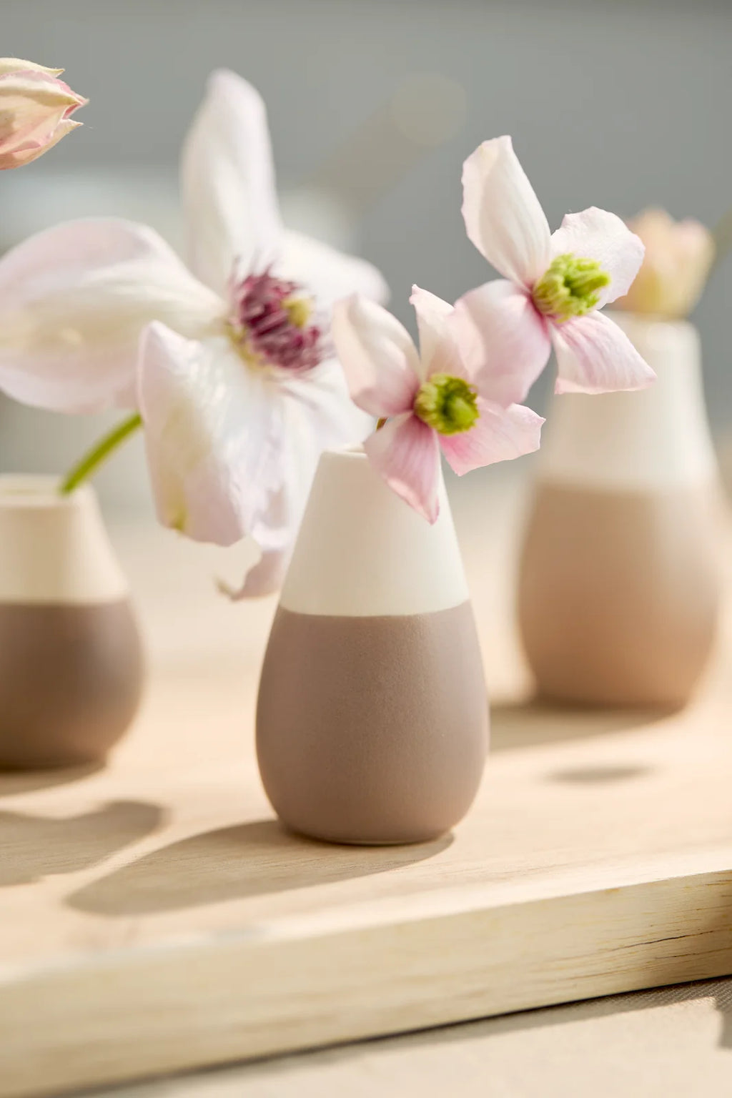 Mini pastel vases Set of 4pcs grey Diameter4cm Height.4.5-8cm