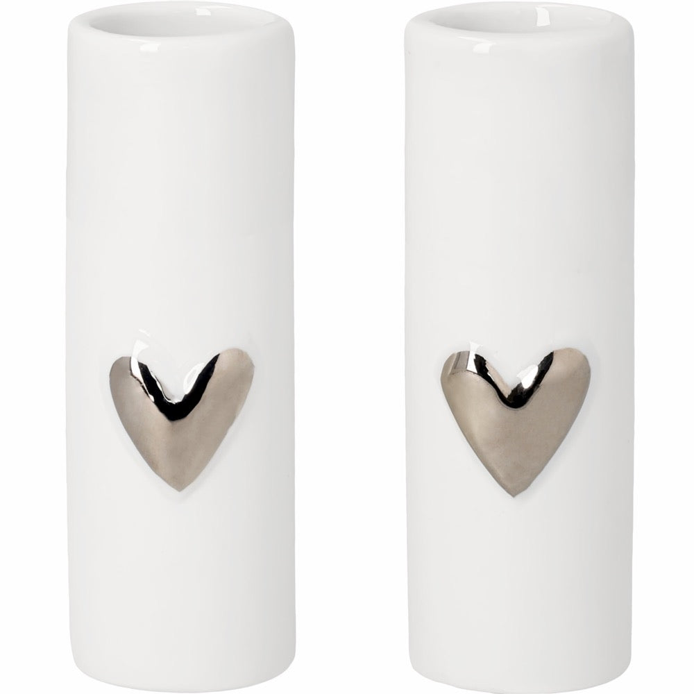 Mini vases heart Set of 2pcs silver Diameter3.5cm Height.9cm