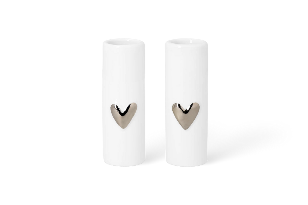 Mini vases heart Set of 2pcs silver Diameter3.5cm Height.9cm