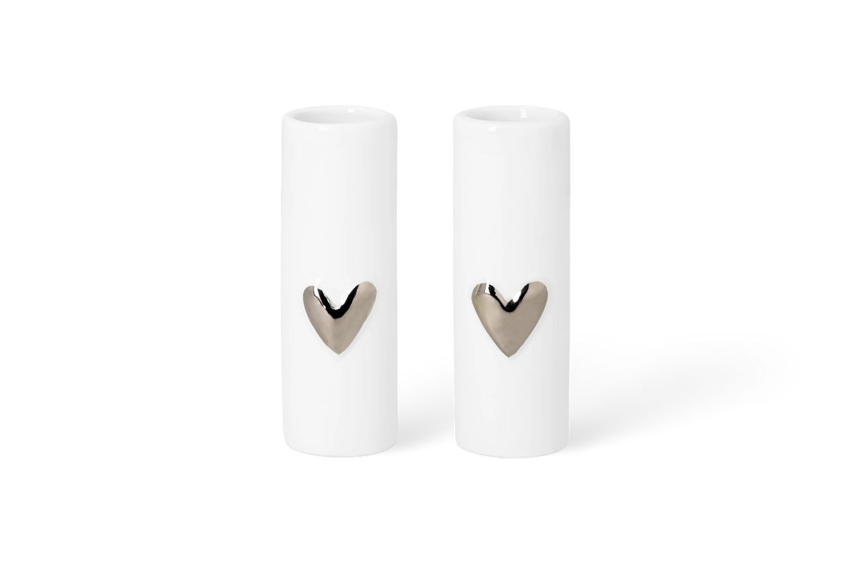 Mini vases heart Set of 2pcs silver Diameter3.5cm Height.9cm