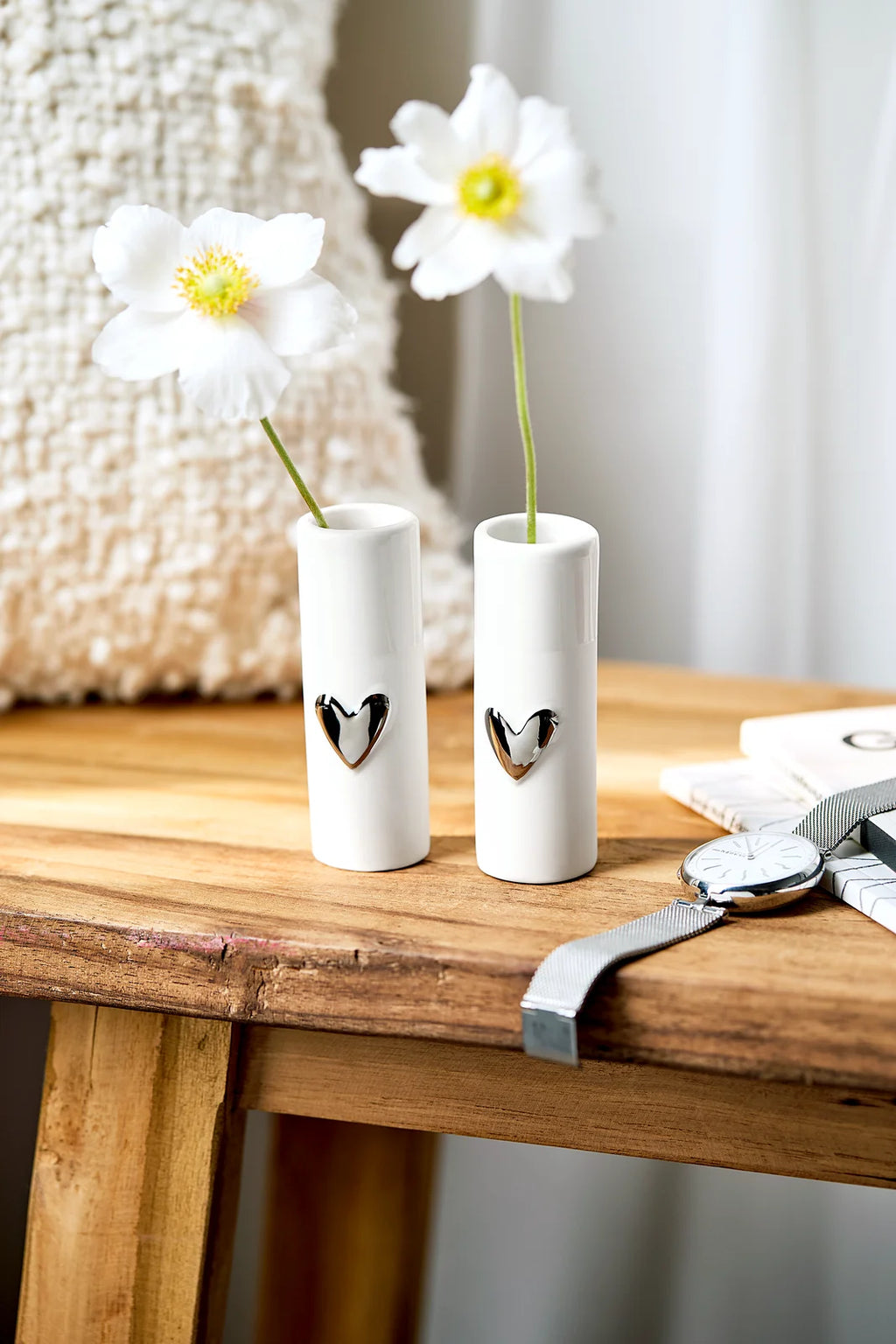 Mini vases heart Set of 2pcs silver Diameter3.5cm Height.9cm