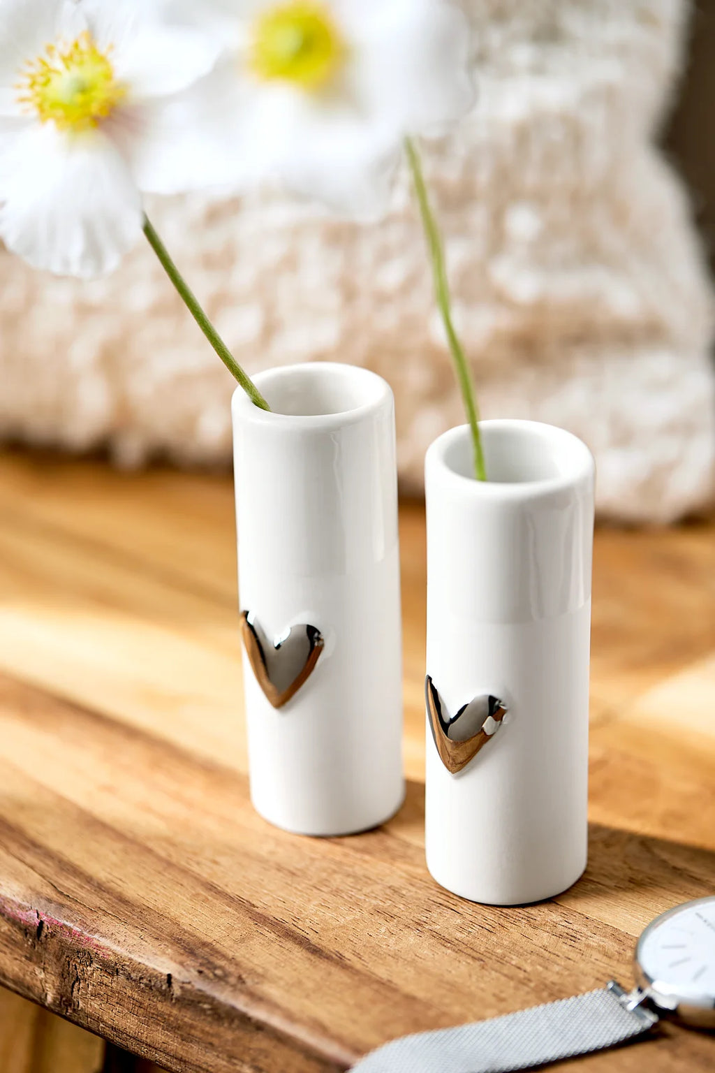 Mini vases heart Set of 2pcs silver Diameter3.5cm Height.9cm