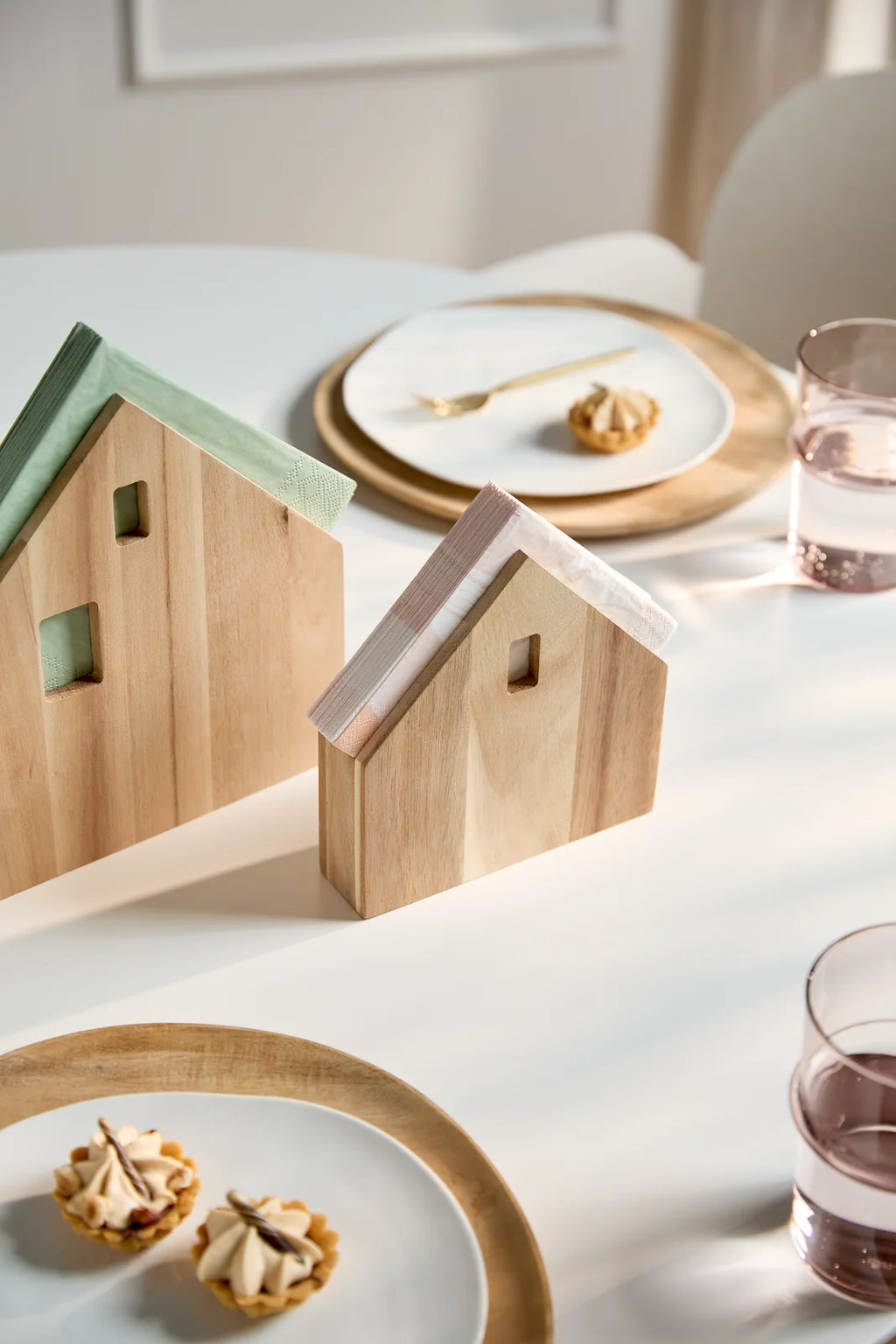Napkin house small acacia 16x15.5x4cm
