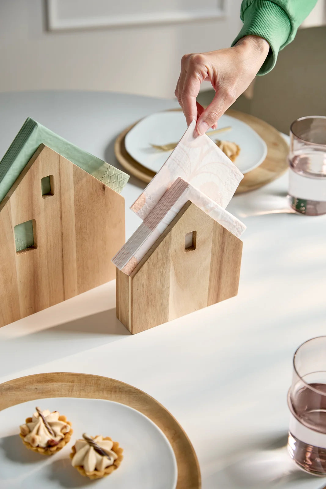 Napkin house small acacia 16x15.5x4cm