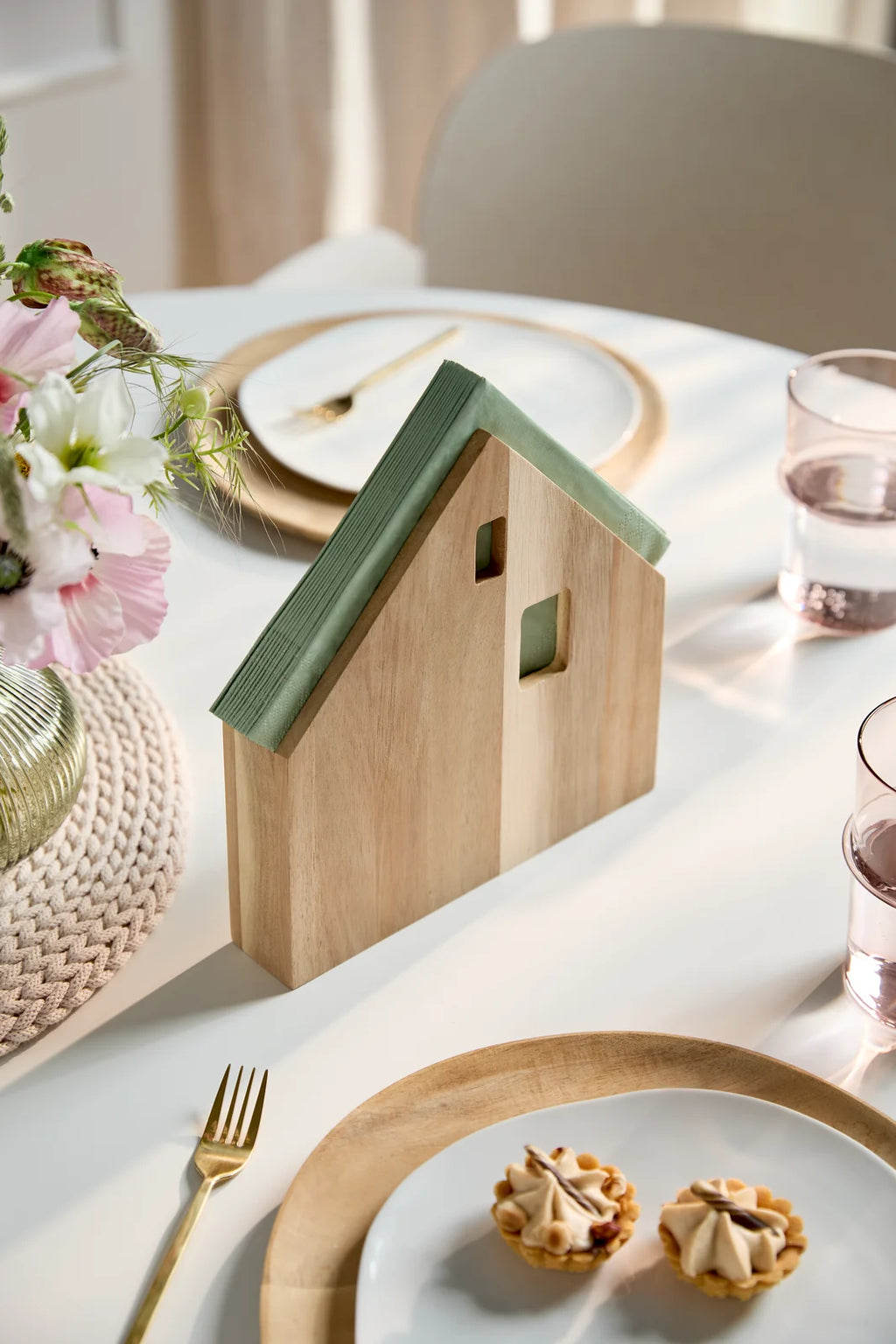 Napkin house large acacia 22x21.5x4cm