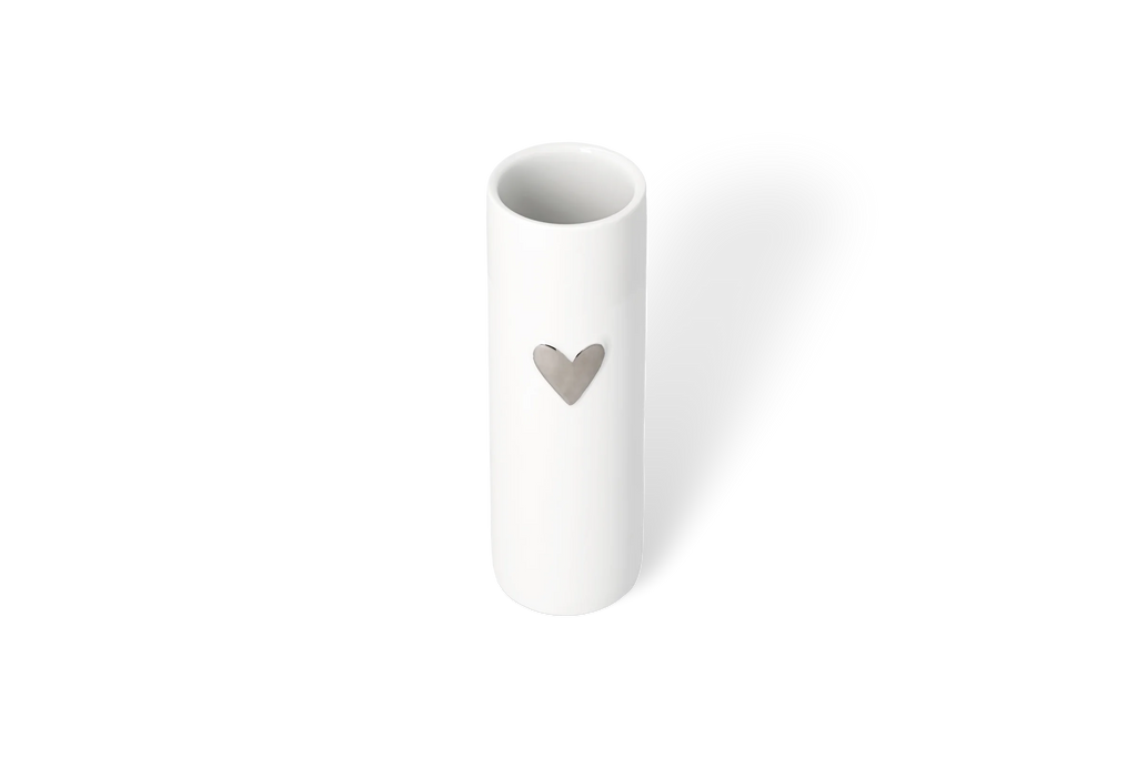 Love vase heart silver Diameter5.5cm H.17cm