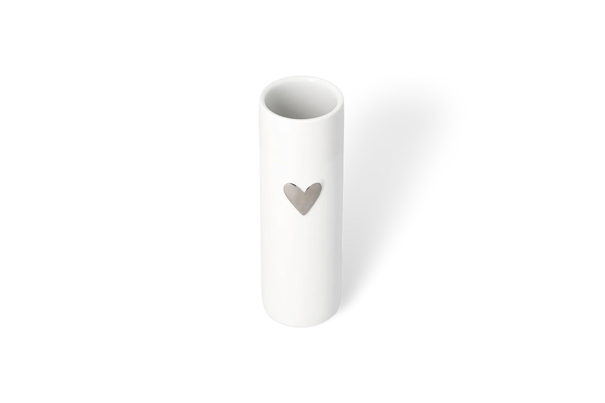 Love vase heart silver Diameter5.5cm H.17cm