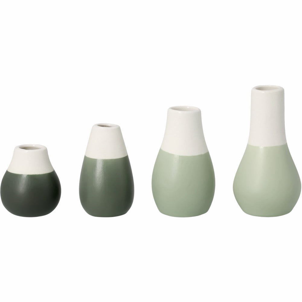 Mini paste vases Set of 4pcs Set green D.4cm Height.4.5-8cm