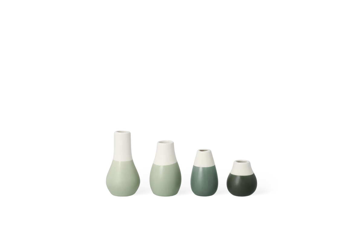Mini paste vases Set of 4pcs Set green D.4cm Height.4.5-8cm