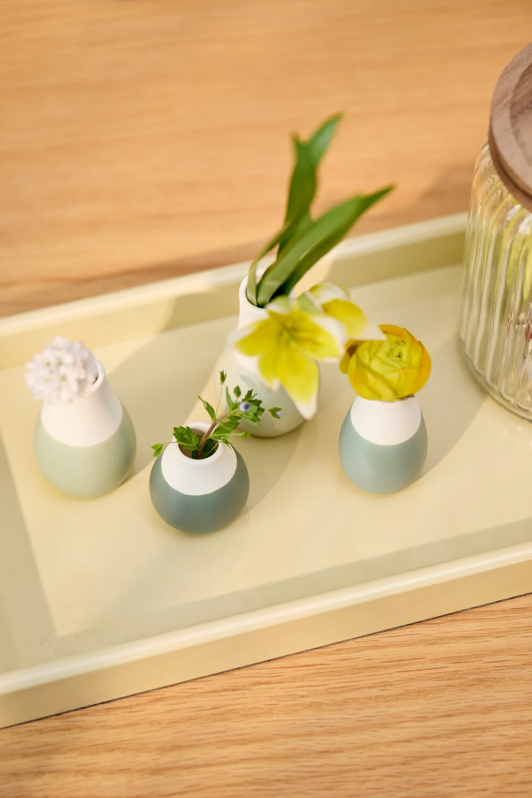 Mini paste vases Set of 4pcs Set green D.4cm Height.4.5-8cm