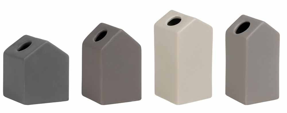 Little Garden House Set of 4 pcs. Height.57-86mm. grey