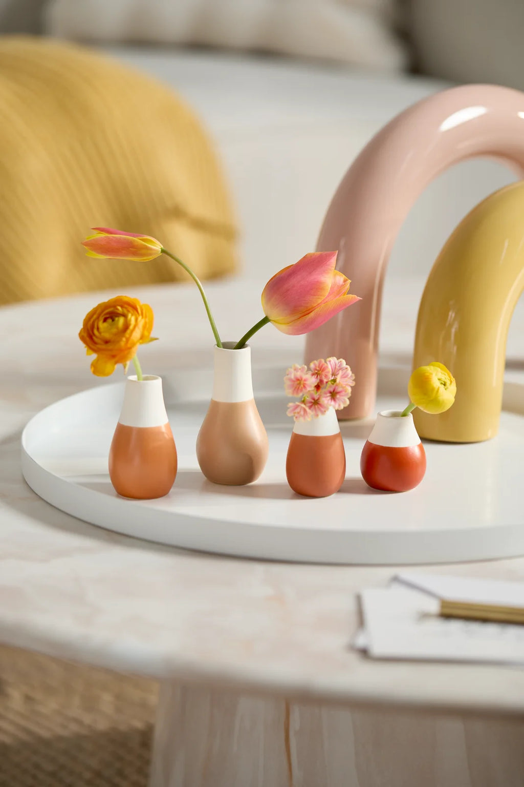 Mini Pastel vase Set of 4pcs Earthtones. D.4cm H.4.5-8cm
