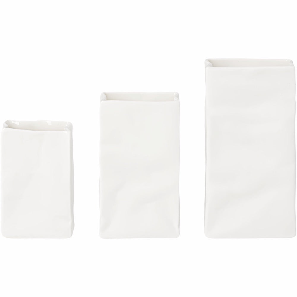 Vase mini porcelain bag set of 3