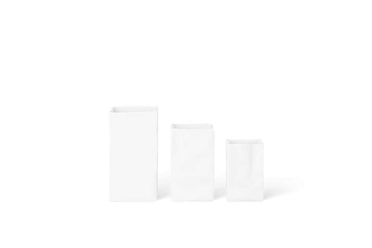 Vase mini porcelain bag set of 3