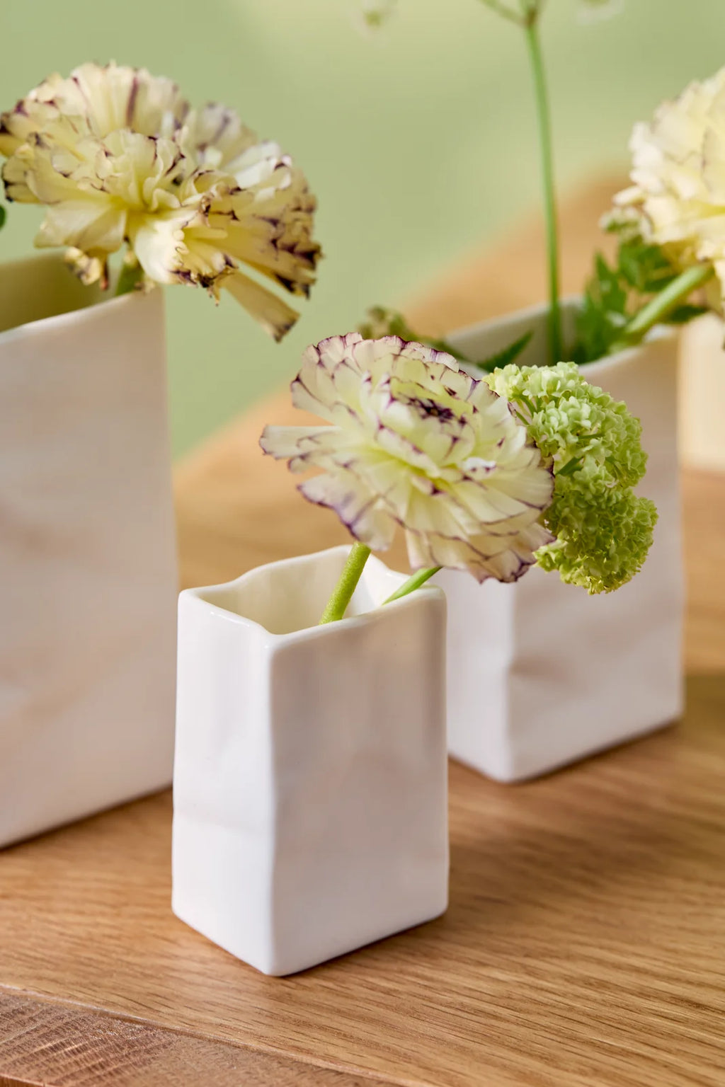 Vase mini porcelain bag set of 3