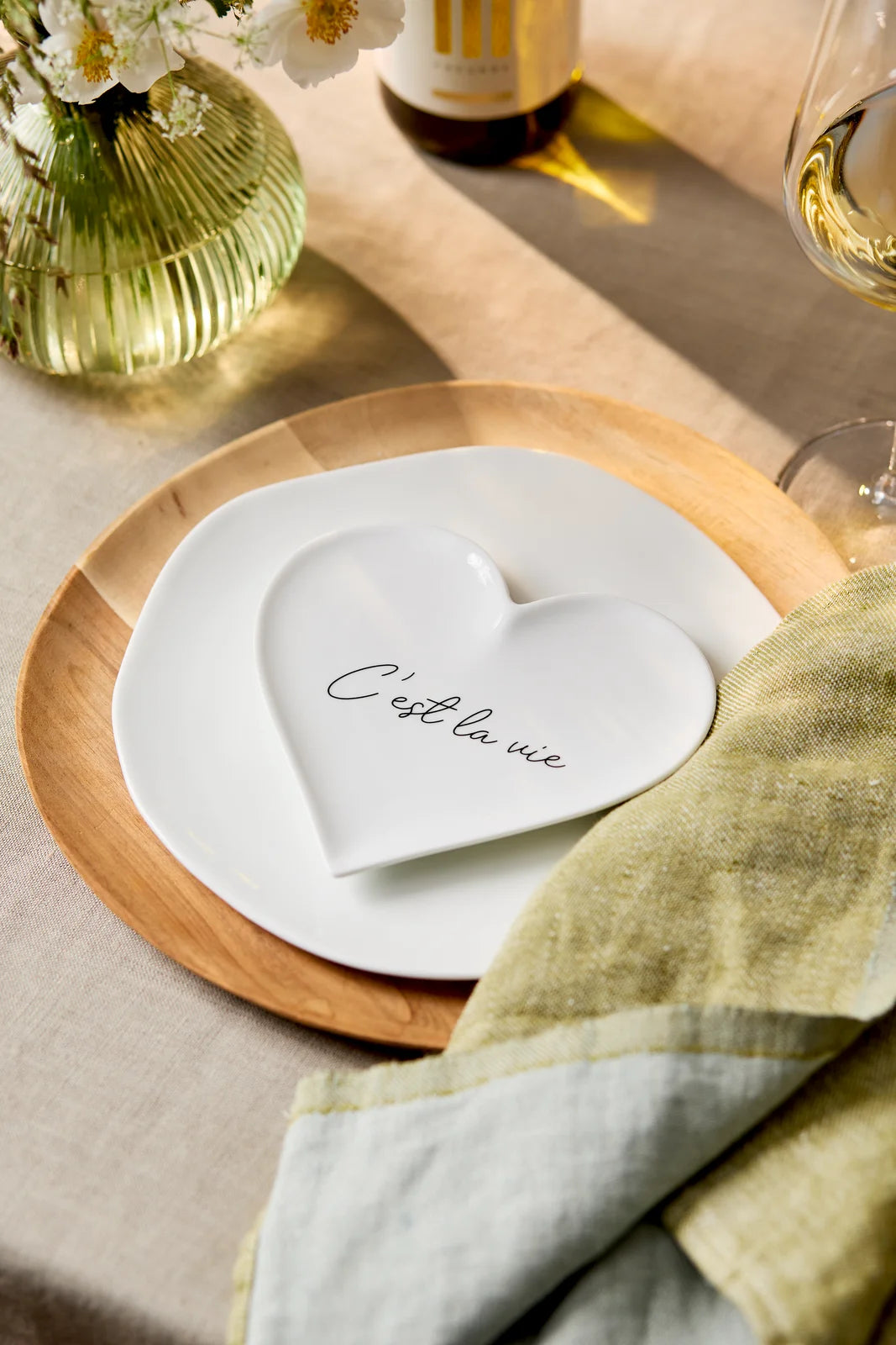 Heart plate C'est la vie 15.5x15x1.2cm