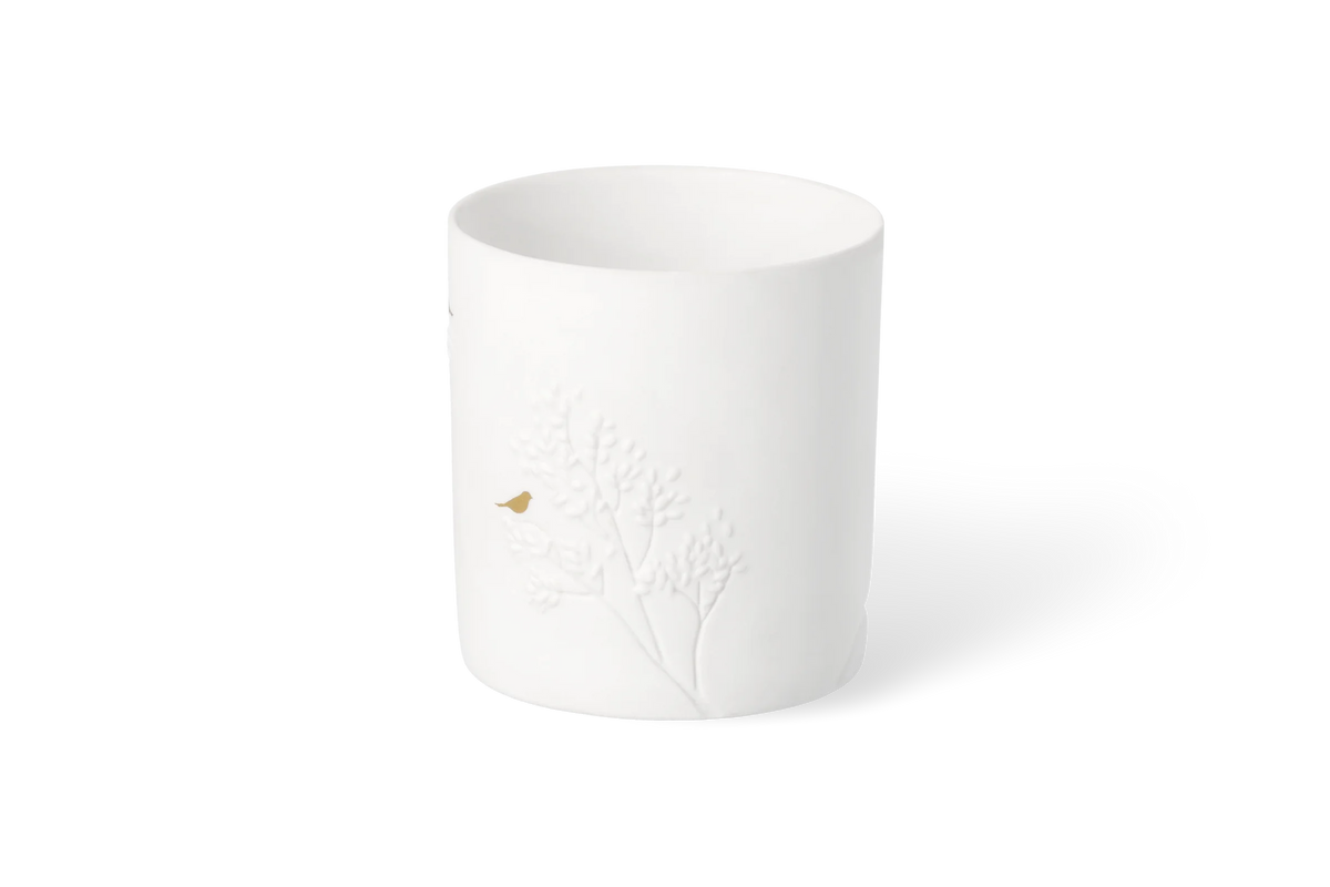 Porcelain light golden bird D.6.5cm H.7cm
