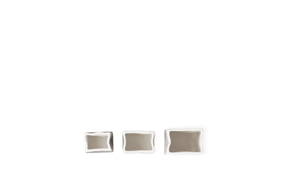 Vase mini porcelain bag grey set of 3