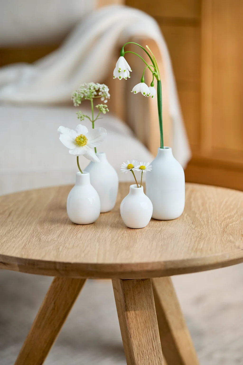 Mini bottle vases white Set 5-8,5x3,5-4,5cm