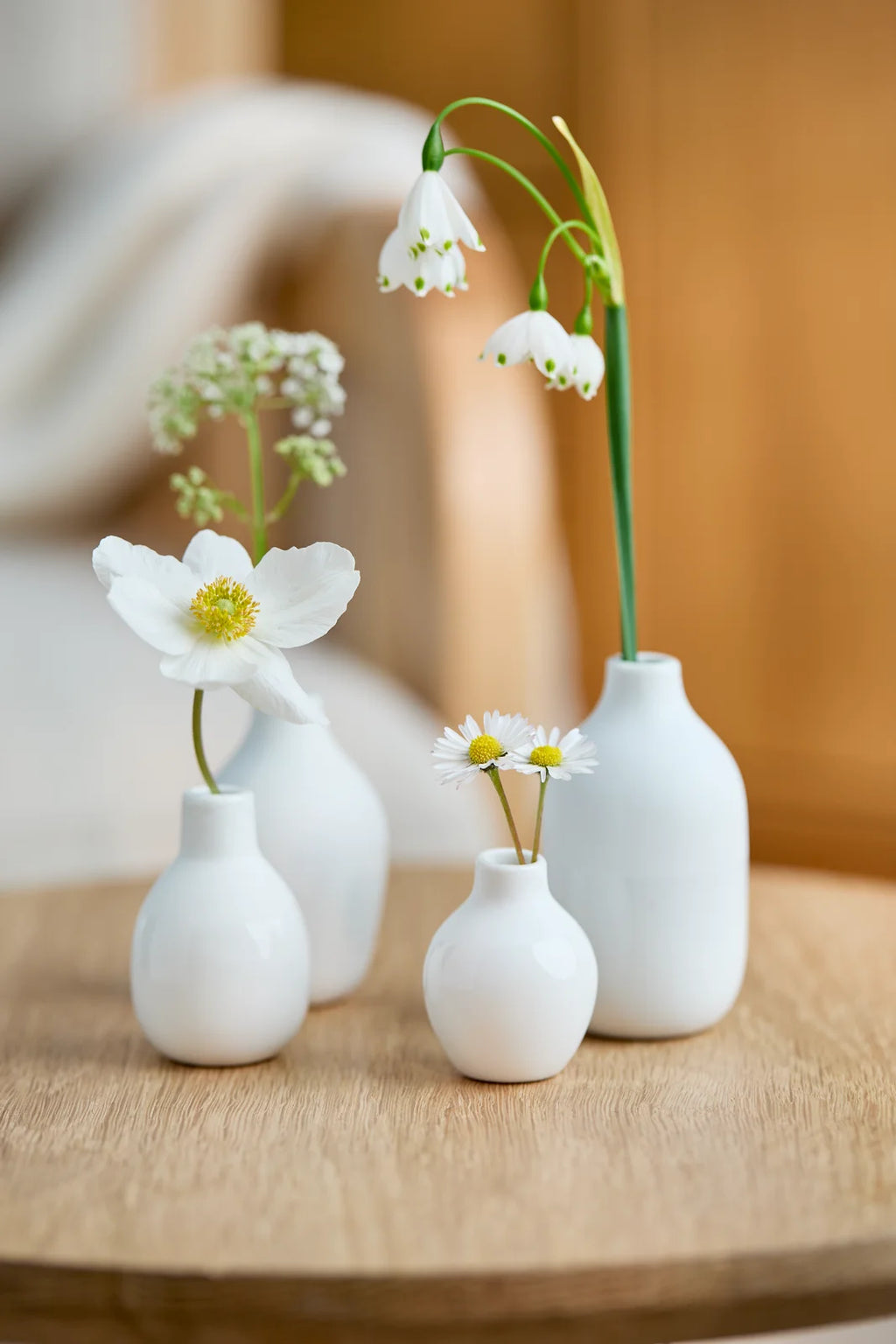 Mini bottle vases white Set 5-8,5x3,5-4,5cm