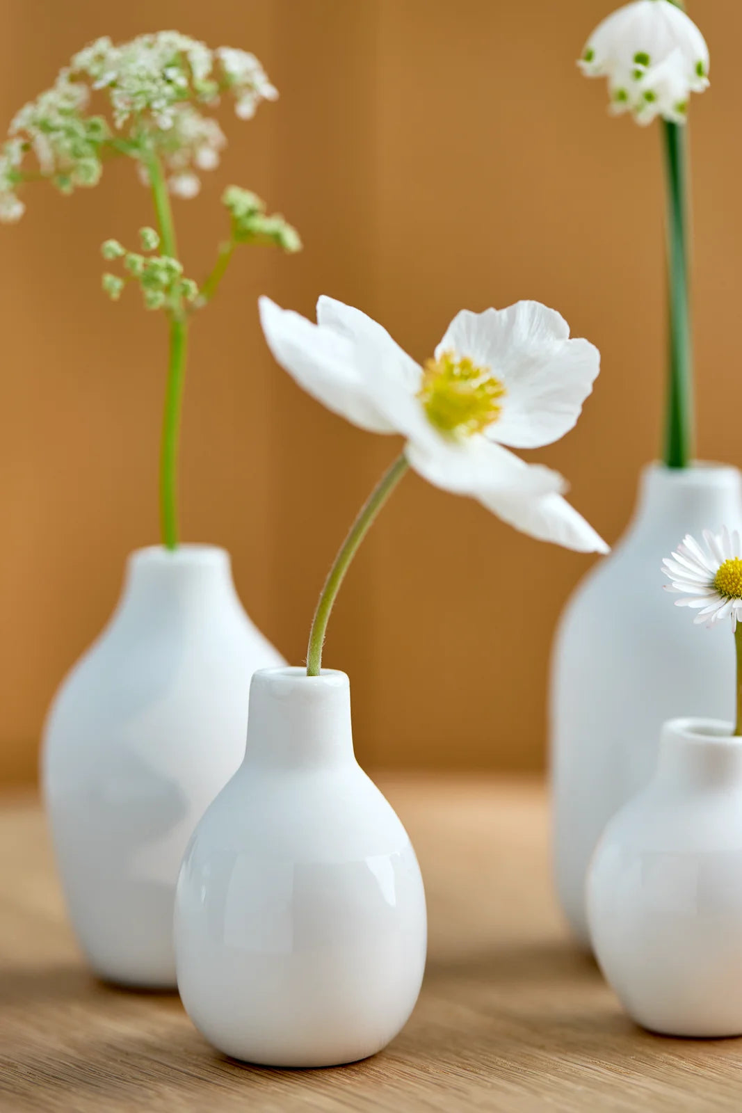 Mini bottle vases white Set 5-8,5x3,5-4,5cm