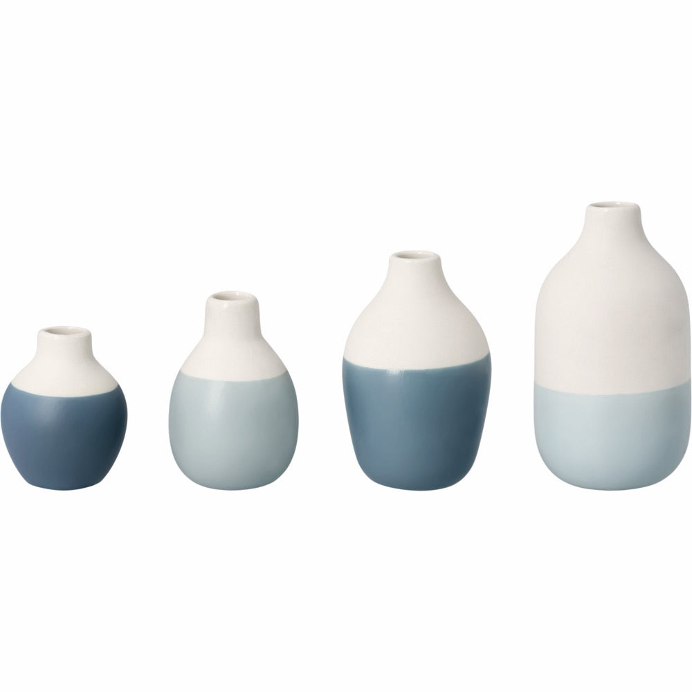 Mini bottle vases blue Set 5-8,5x3,5-4,5cm