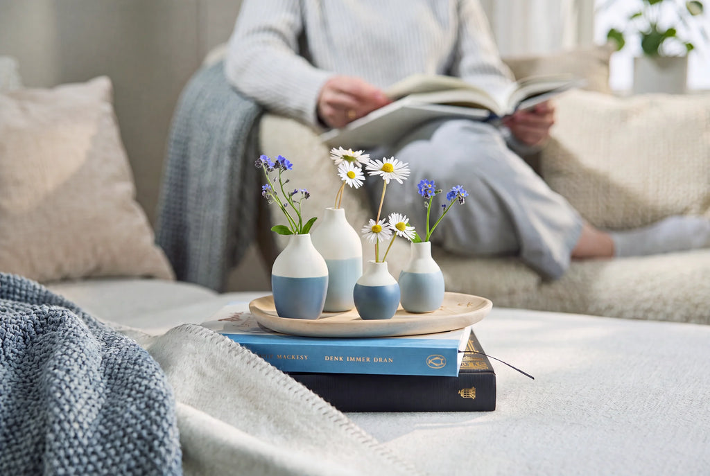 Mini bottle vases blue Set 5-8,5x3,5-4,5cm