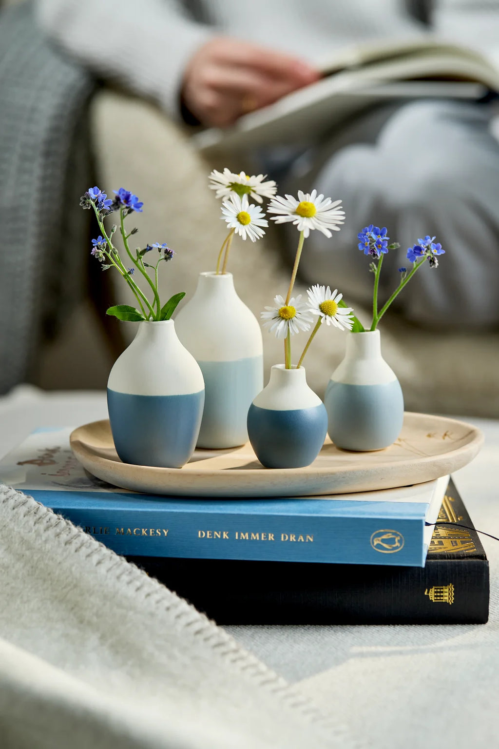 Mini bottle vases blue Set 5-8,5x3,5-4,5cm