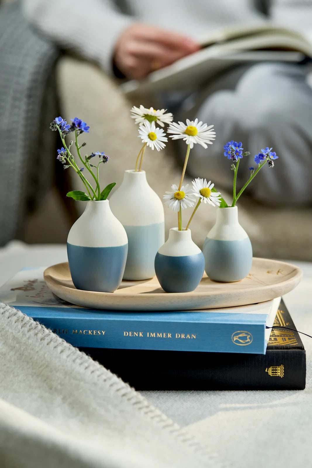 Mini bottle vases blue Set 5-8,5x3,5-4,5cm