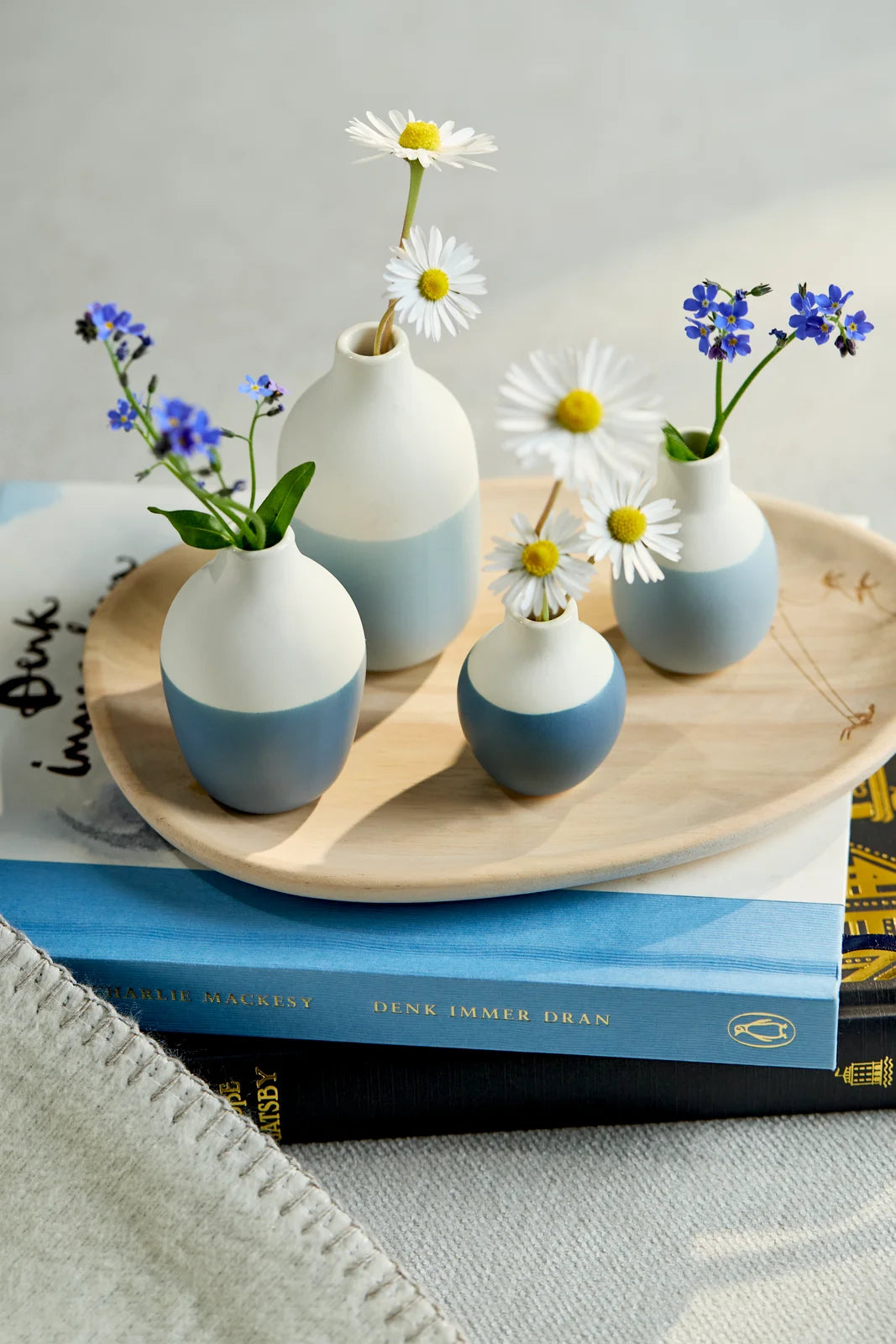 Mini bottle vases blue Set 5-8,5x3,5-4,5cm