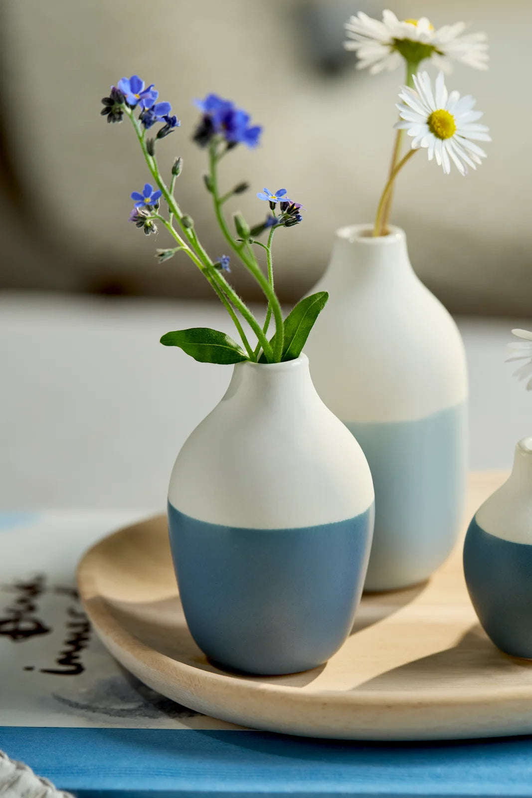Mini bottle vases blue Set 5-8,5x3,5-4,5cm