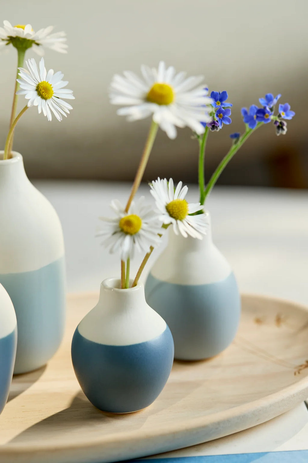 Mini bottle vases blue Set 5-8,5x3,5-4,5cm
