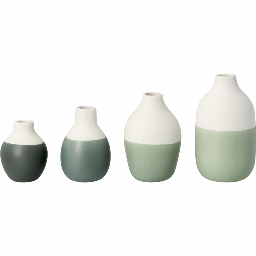 Mini bottle vases green Set 5-8,5x3,5-4,5cm