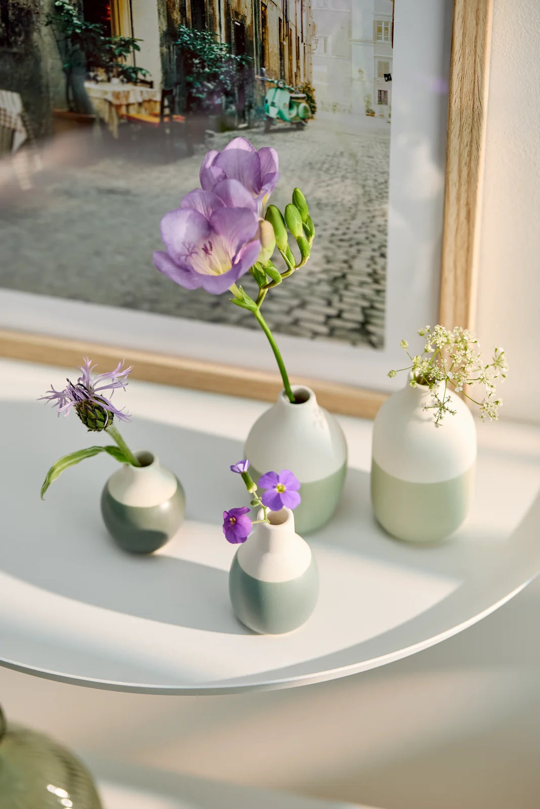 Mini bottle vases green Set 5-8,5x3,5-4,5cm