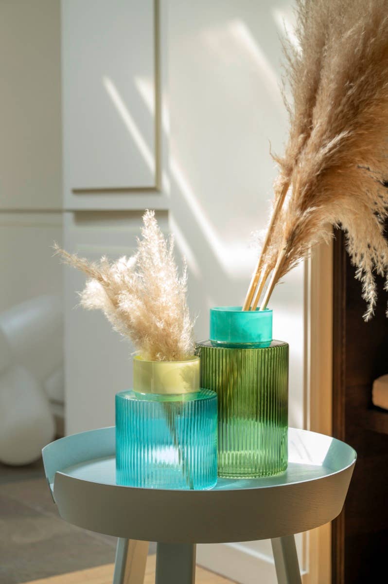 Glass vase Groove ,green'