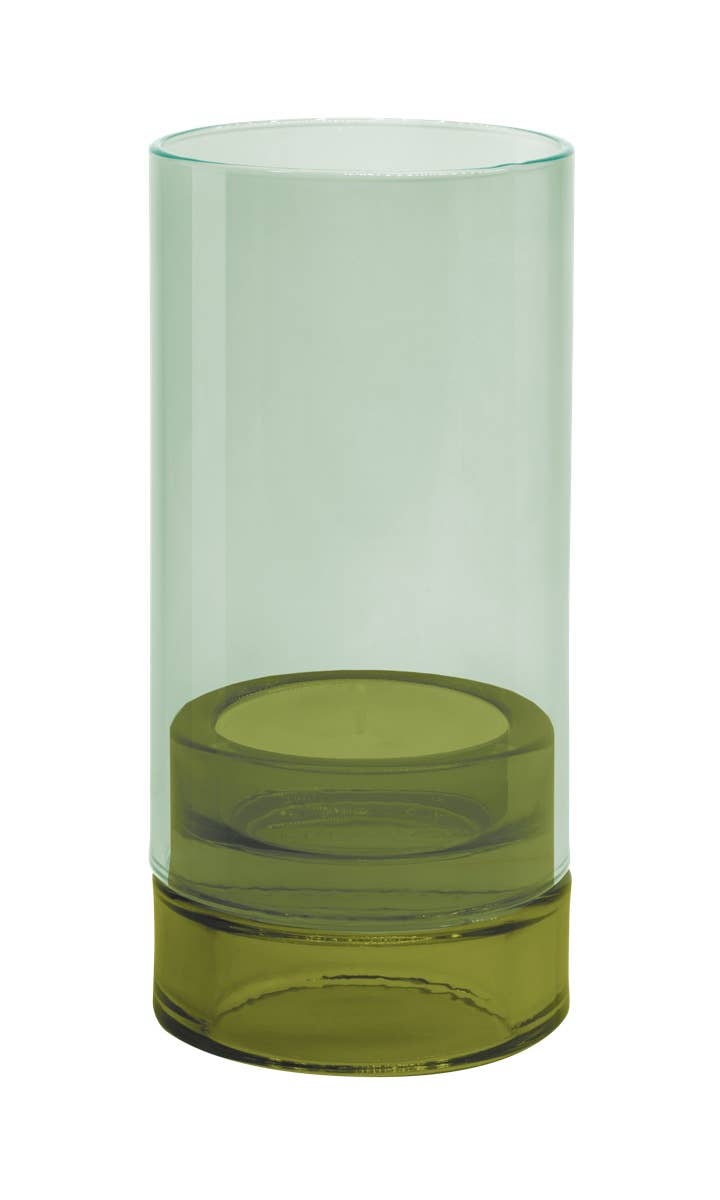 Glass lantern 'Lys' olive