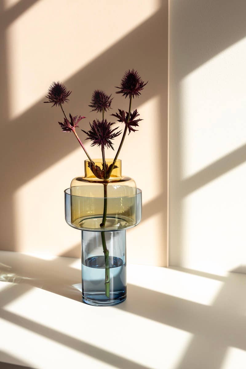 Glass vase 'Aura' amber