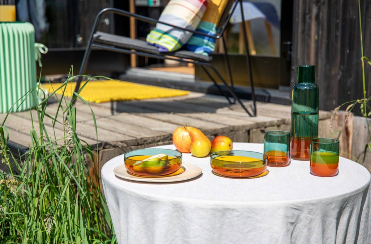 Small glass Bowls 'amber', set of 2