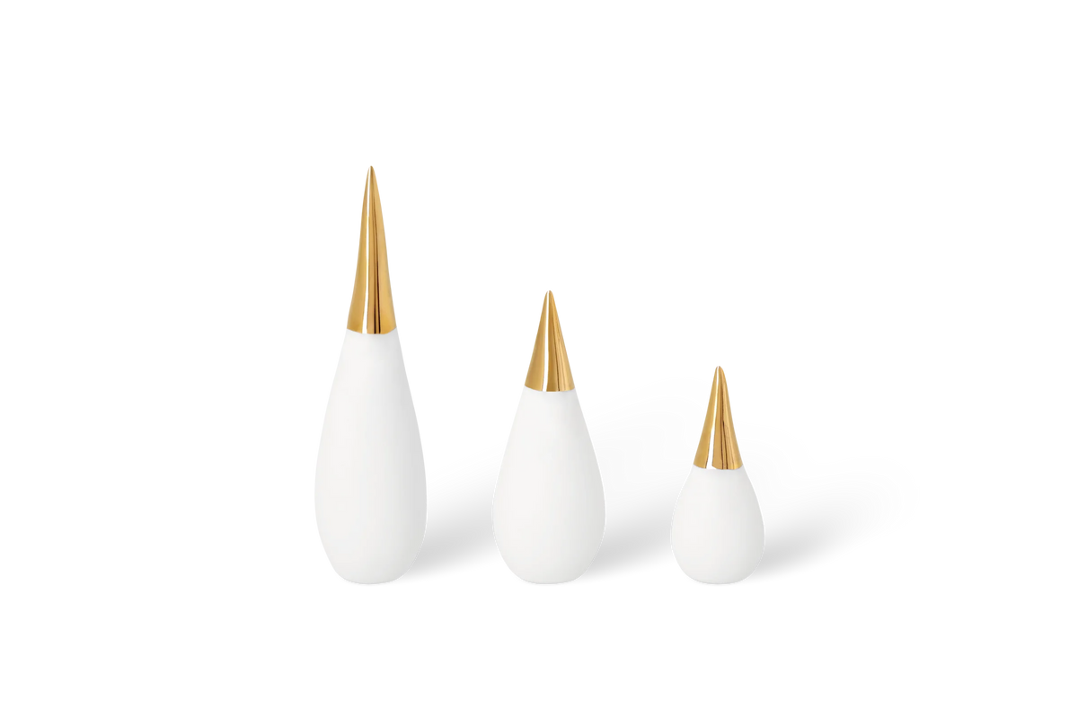 Porcelain stories figurine Set Santa gold 3pcs