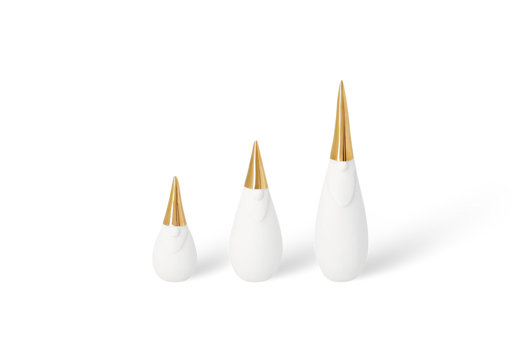 Porcelain stories figurine Set Santa gold 3pcs