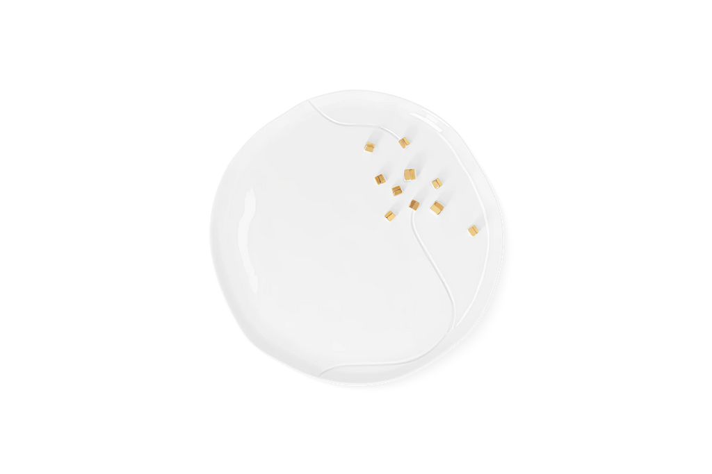Porcelain stories plate village gold Diameter32cm