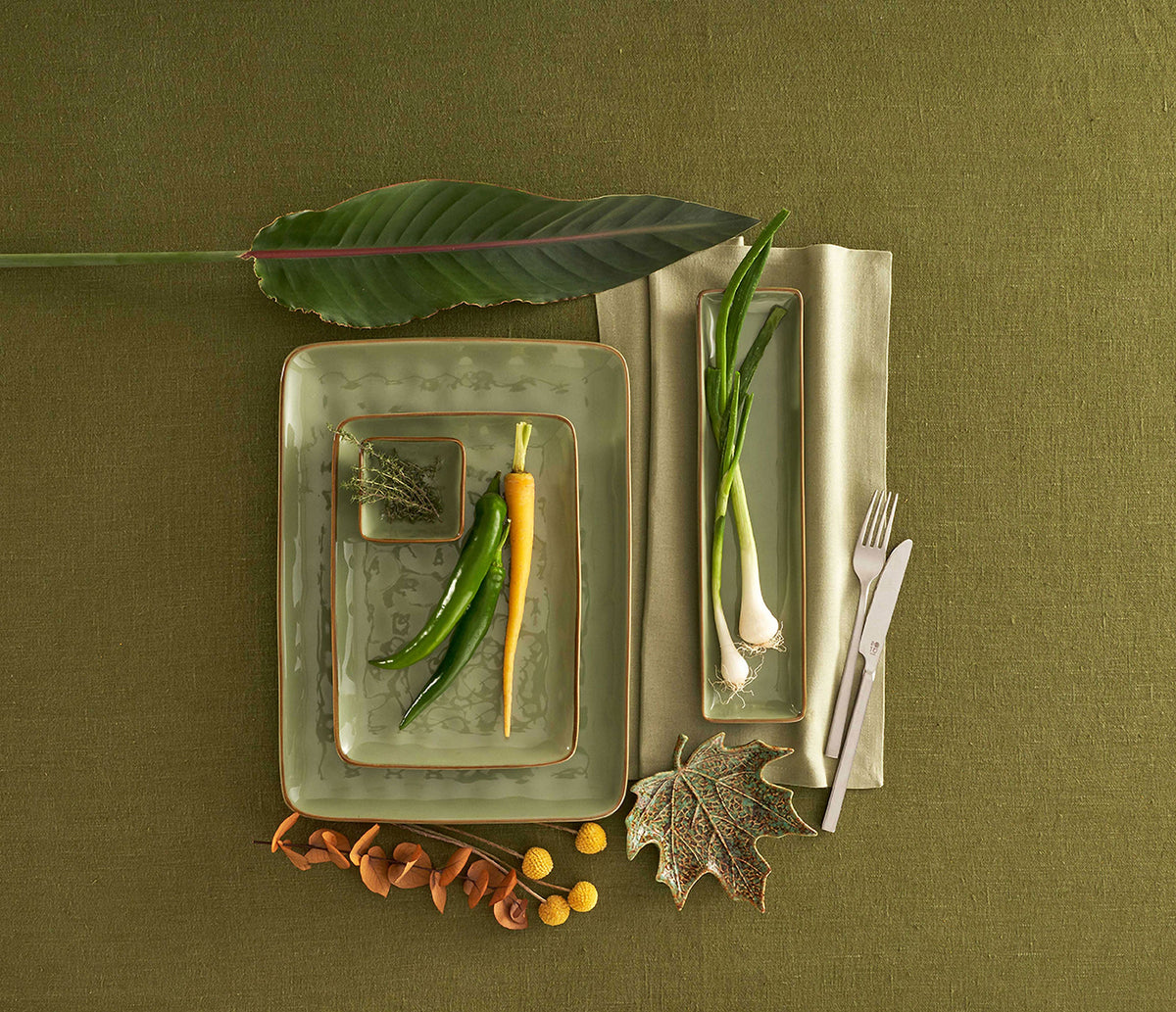 Concerto Olive Green Rectangular Tray 27X19