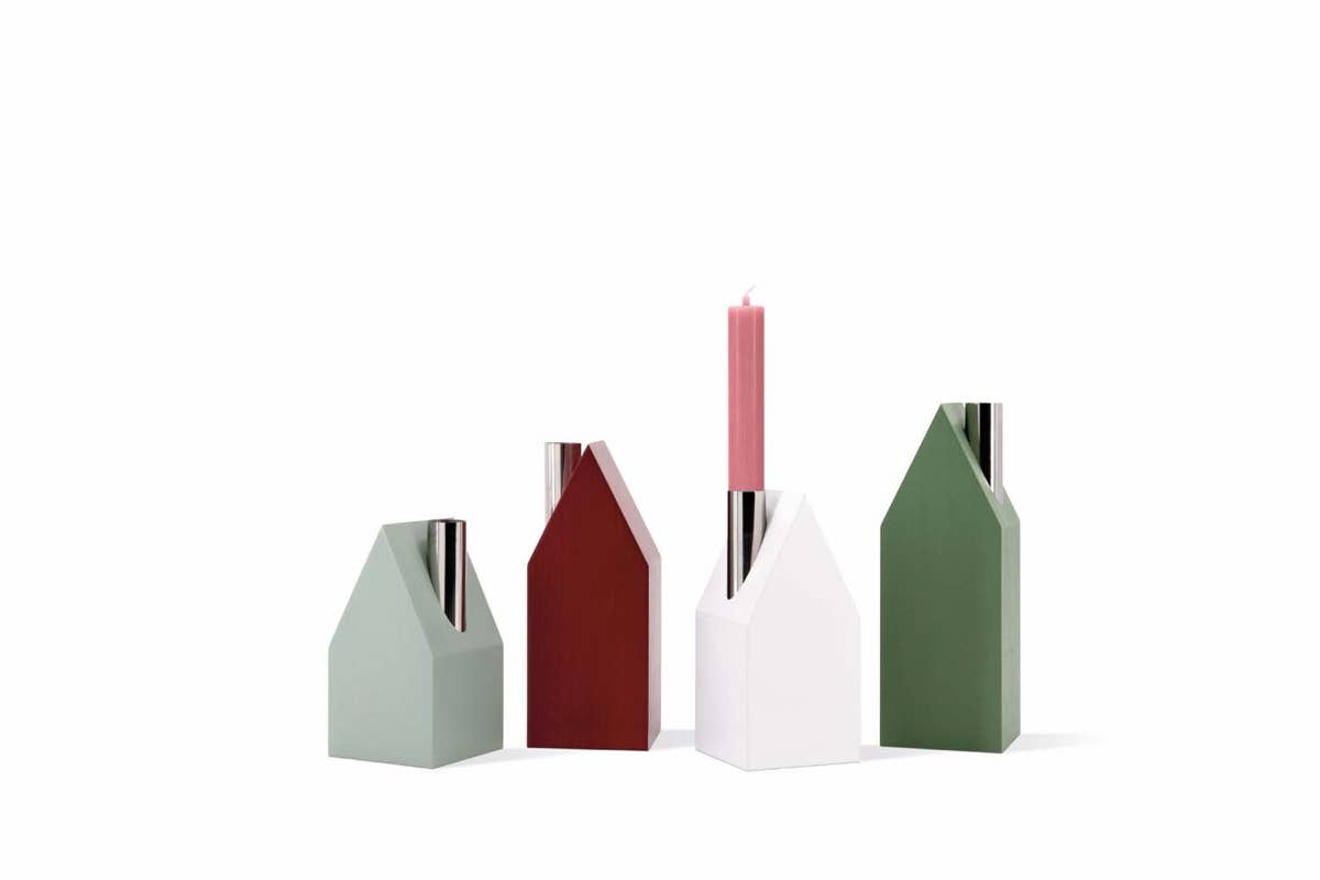 House-shaped candleholders, set of 4